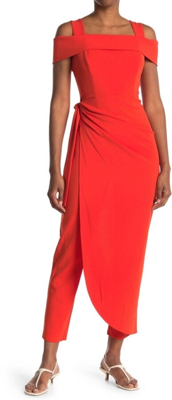 Marina Cold Shoulder Waist Tie Overlay Jumpsuit size 16 NWT (b45 )